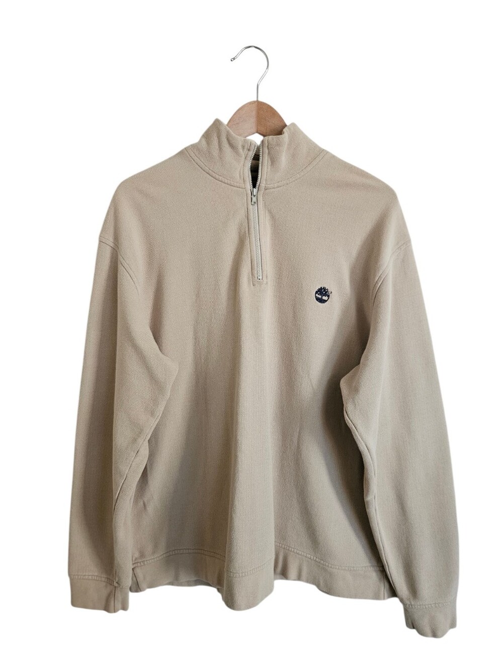 Timberland Vintage Men's Beige Quarter-Zip  Pullover Sweater Size L